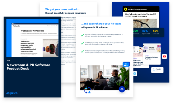 Screenshots of pr.co's product deck